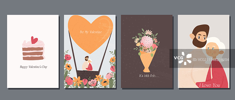 一套情人节明信片图片素材