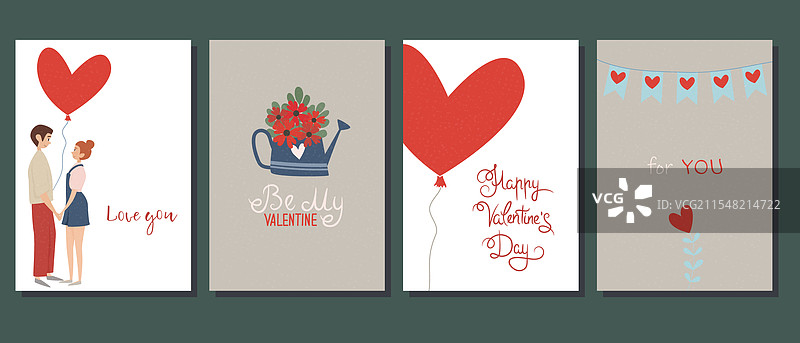 一套情人节明信片图片素材