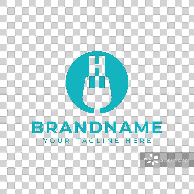 字母H叉子标志象征着美食用餐图片素材