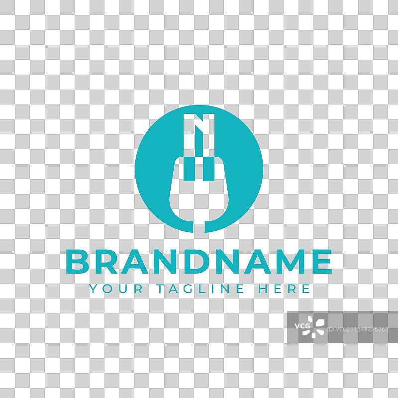 字母n叉子标志象征着美食用餐图片素材