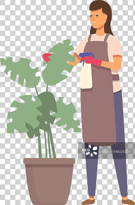 家居护理的 monstera 图标卡通自画像图片素材