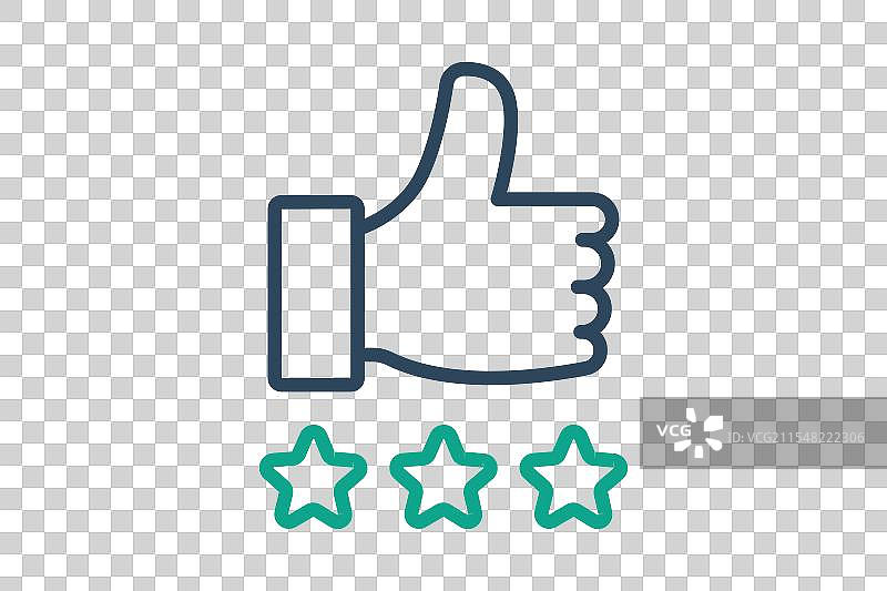 卓越图标 线条图标风格 拇指与星星图片素材