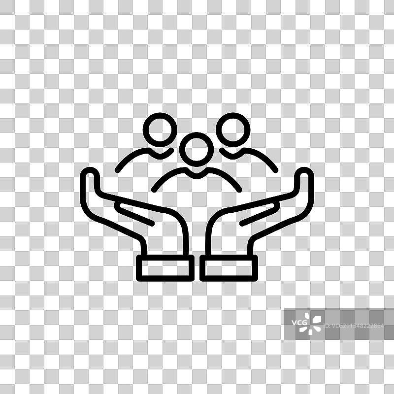 两只手握住或拥抱的细线图标图片素材