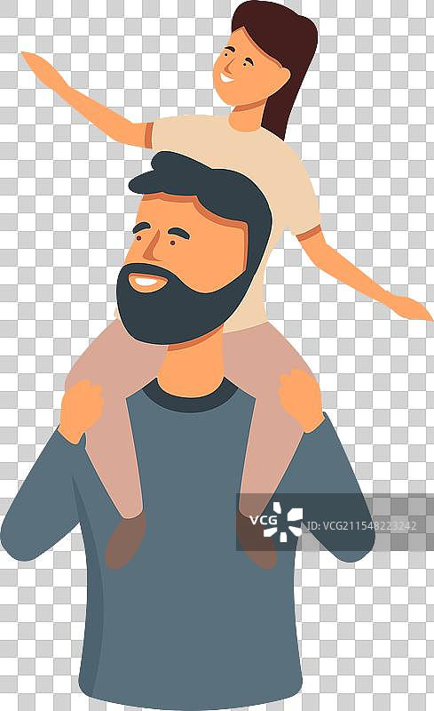 快乐的小孩坐在肩膀上的卡通图标图片素材