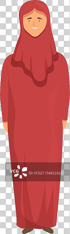 可爱的穆斯林女孩红色卡通图标图片素材