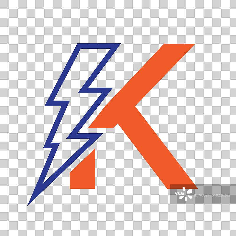 字母K与电气标志的组合图片素材