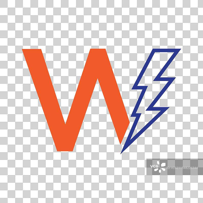 字母W与电气标志的组合图片素材