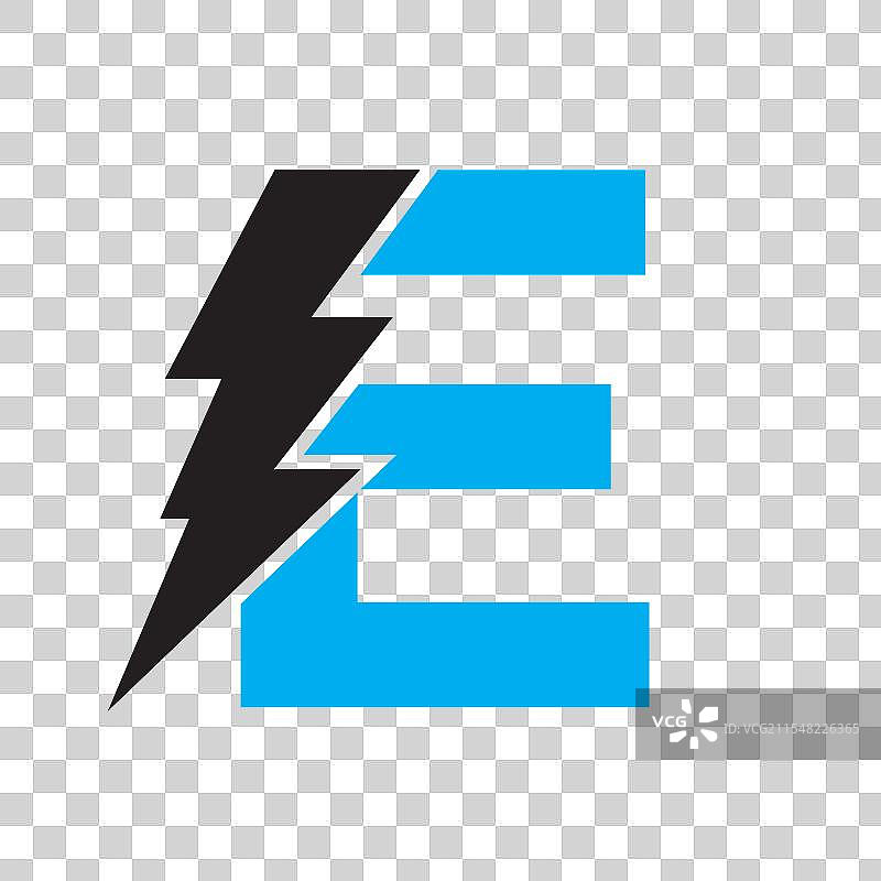 字母E与电力标志的组合图片素材