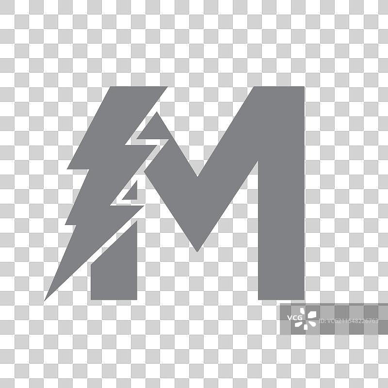 字母M与电气标志的组合图片素材