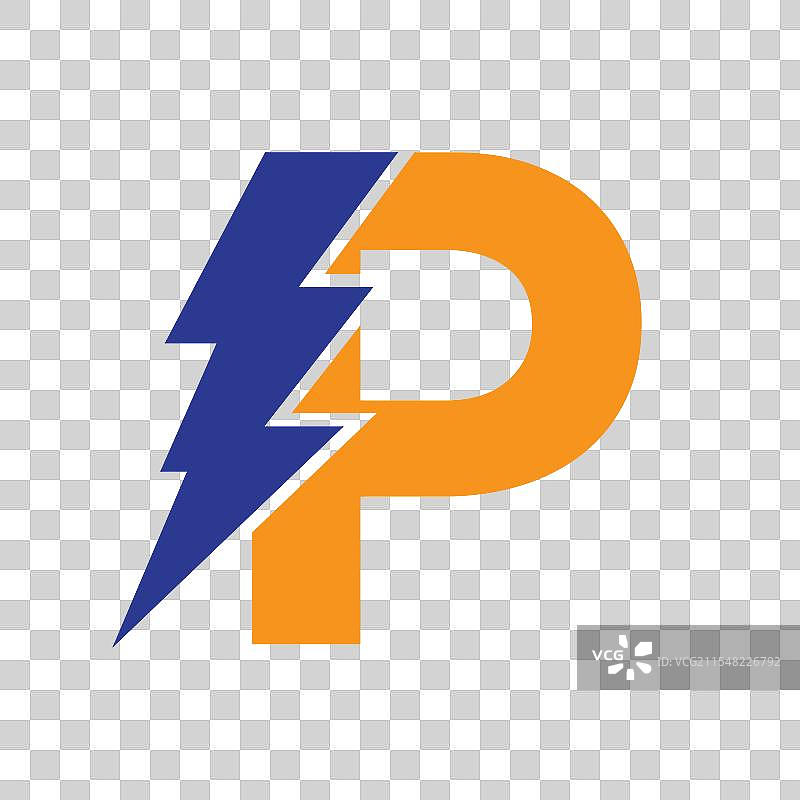 字母P与电气标志的组合图片素材