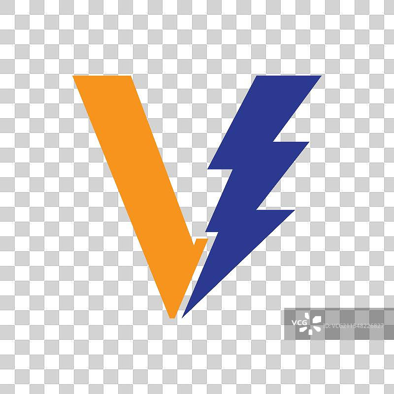 电气标志与字母V的组合图片素材