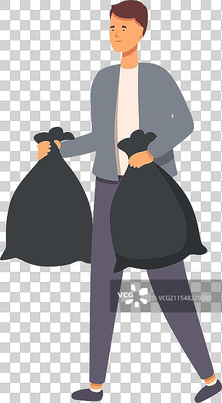 日常垃圾袋外面的卡通图标图片素材