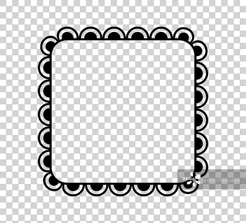 带波浪边缘的方形框简单矩形图片素材