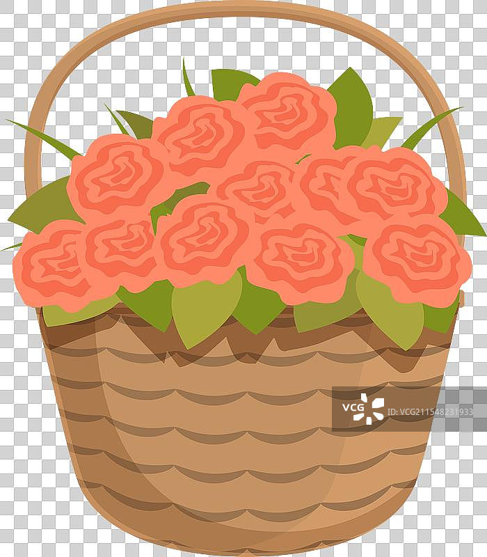 红玫瑰花篮图标卡通季节图片素材