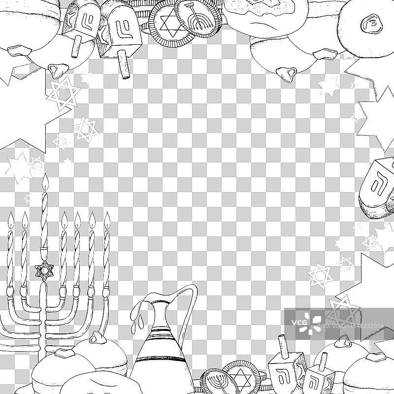 犹太光明节假日符号方形框架图片素材