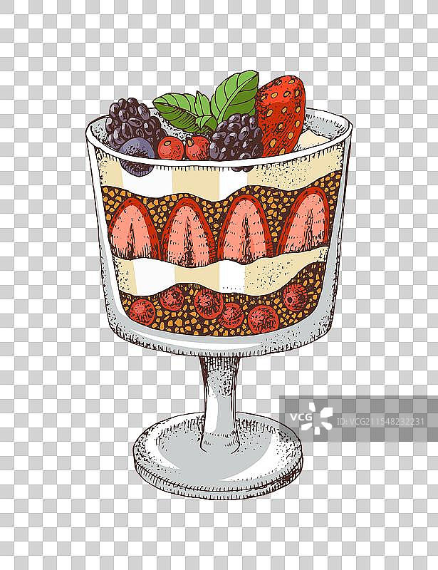 手绘玻璃杯甜点小点心图片素材