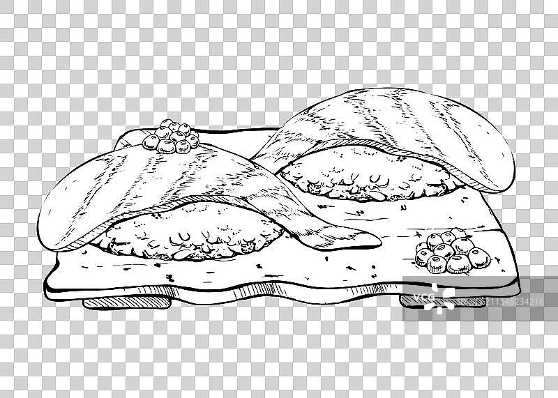 日式料理：陶瓷盘上的握寿司套餐图片素材
