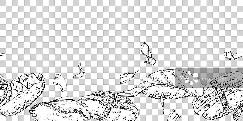 传统日本料理握寿司，配生鱼片图片素材