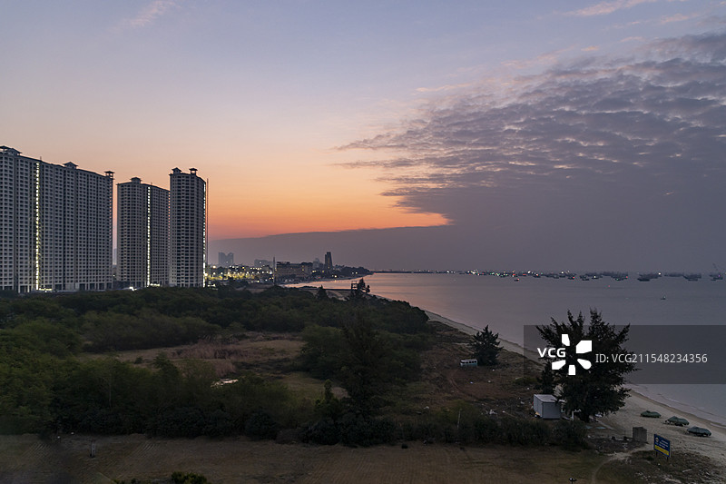 广西北海银滩朝霞图片素材