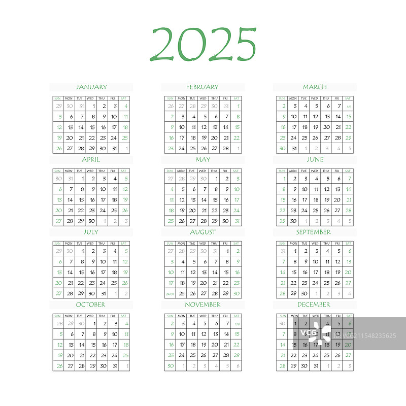 2025年企业周历规划模板图片素材