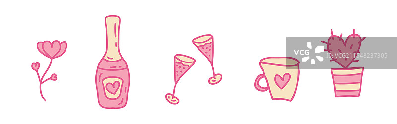 情人节涂鸦元素合集图片素材