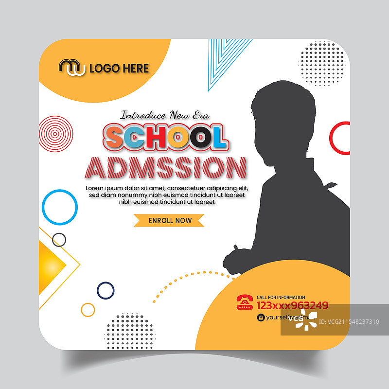 可爱的学校招生社交媒体帖子设计图片素材