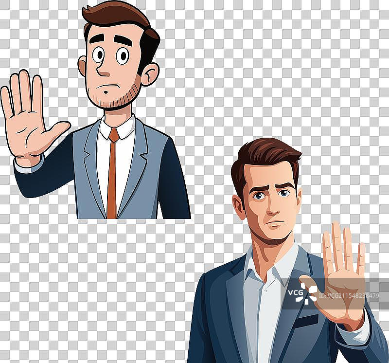 两个商人用手做出停止的手势图片素材