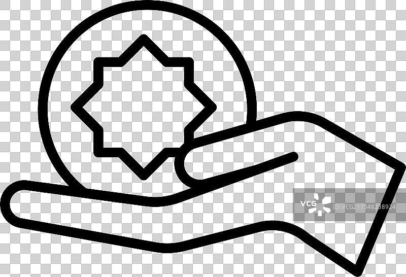 伊斯兰教的施舍与金钱礼物图标集图片素材