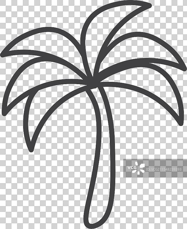 棕榈树图标集 椰子轮廓图片素材