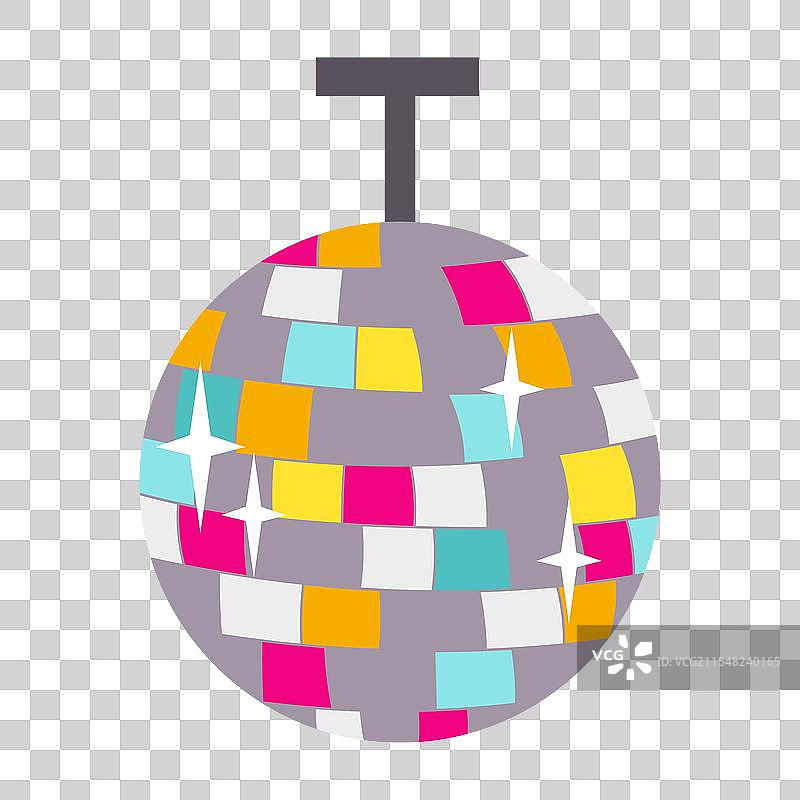 卡通平面风格的迪斯科球，背景为白色图片素材