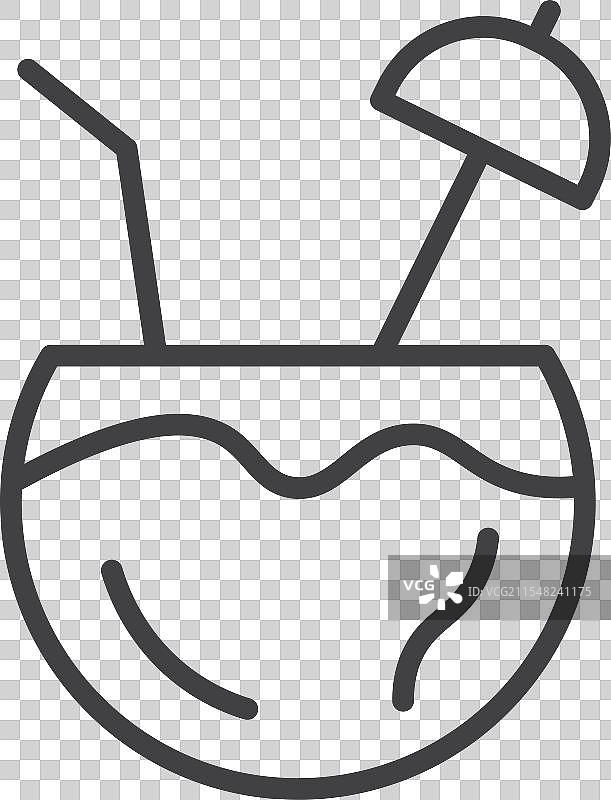 绿色椰子鸡尾酒图标集图片素材