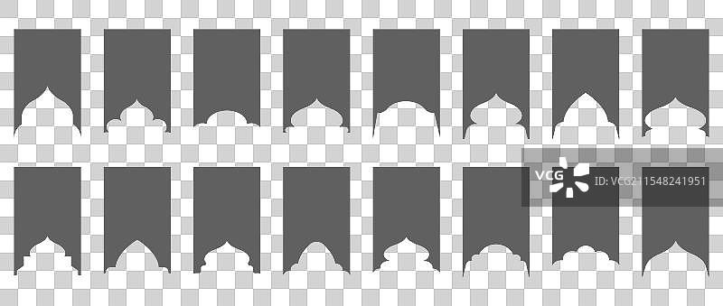 印度建筑中的伊斯兰拱形窗户图片素材