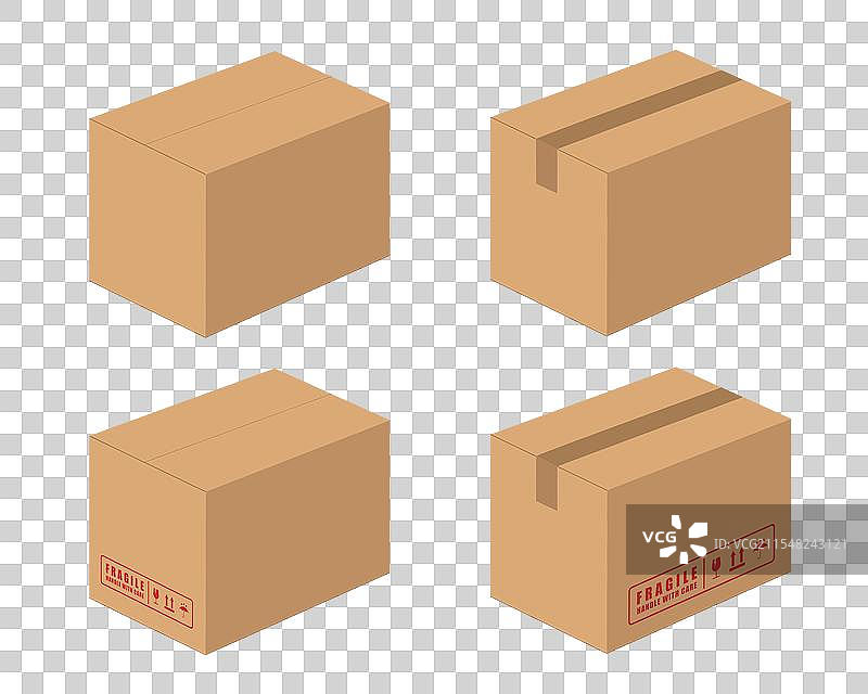 逼真的空纸箱图标符号图片素材