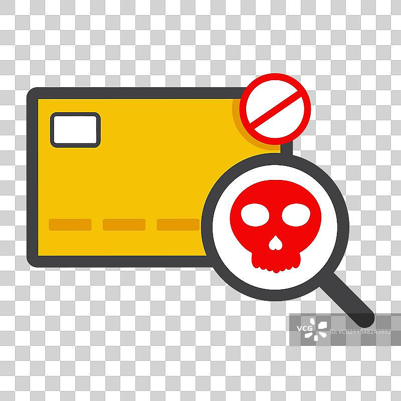 带有搜索和骷髅图标的卡片支付图片素材