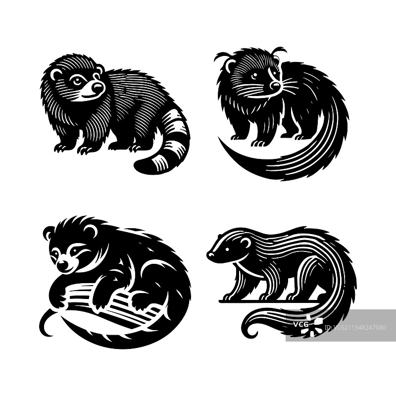 野生动物主题的熊狸剪影，适合用于图片素材