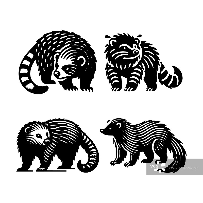 野生动物主题的熊狸剪影，适合用于图片素材