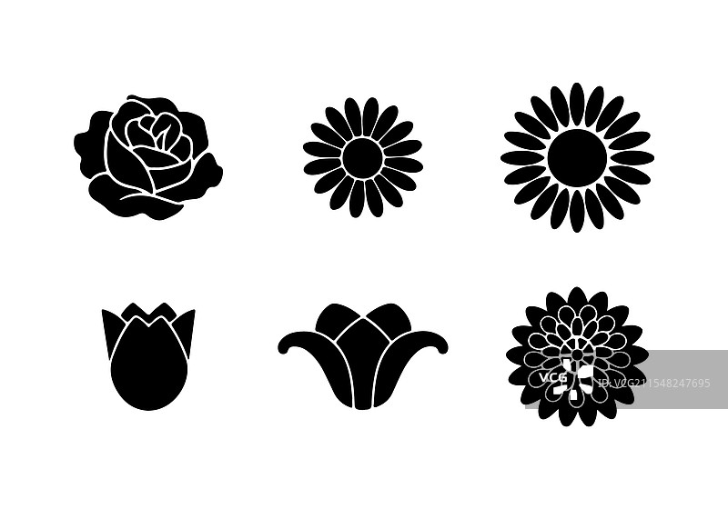 花卉剪影图标集6个图片素材