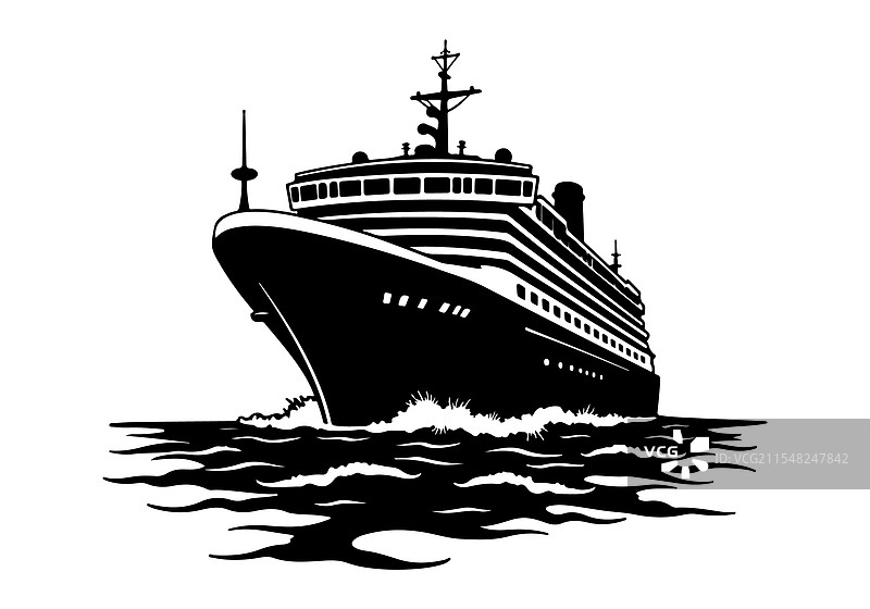 游轮海洋剪影图片素材