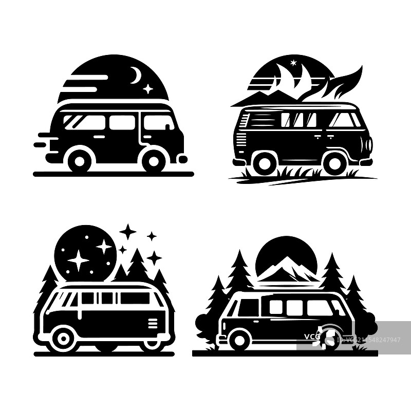 露营车轮廓，完美适合旅行图片素材