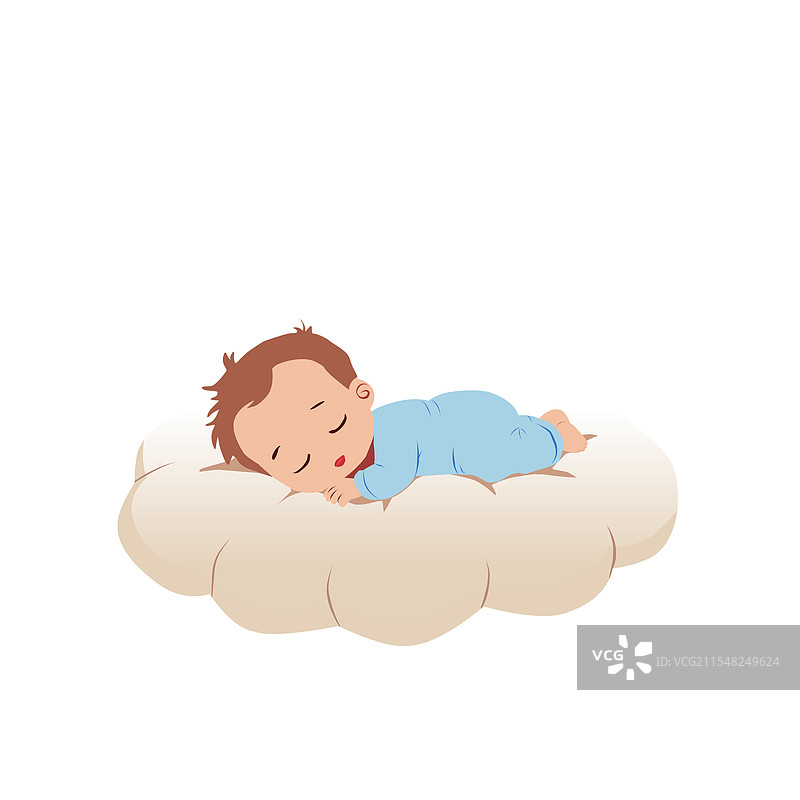 可爱的宝宝安静地睡在柔软的云朵上图片素材