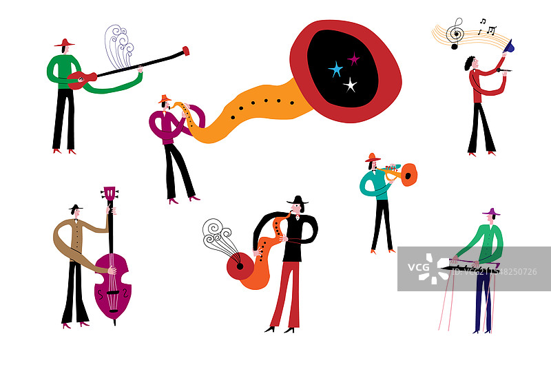 孤立的爵士乐队音乐家图片素材