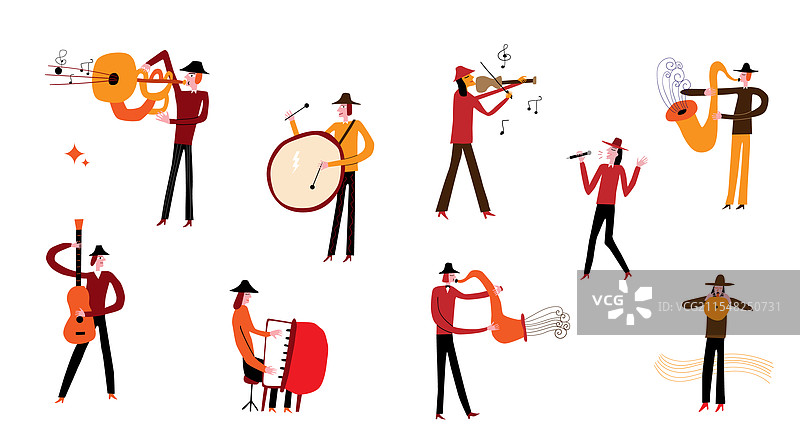 孤立的爵士乐队音乐家图片素材