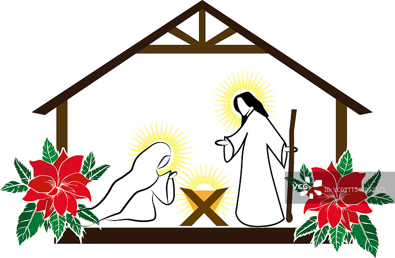 圣诞降生场景：玛丽、约瑟和耶稣图片素材