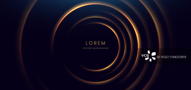 黑暗中带有光效的金色圆圈光线图片素材