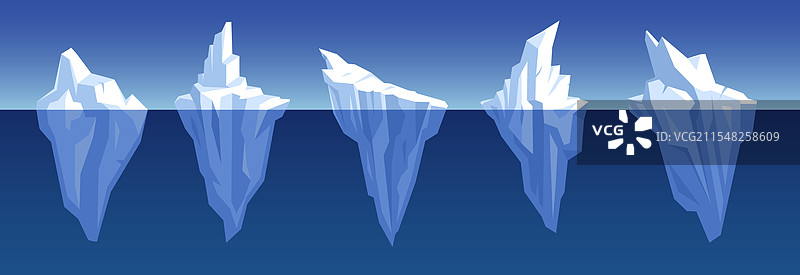卡通风格的漂浮冰山，三角形，北极地区图片素材
