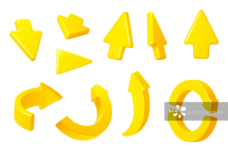 3D箭头和指针，黄色互动光标图片素材