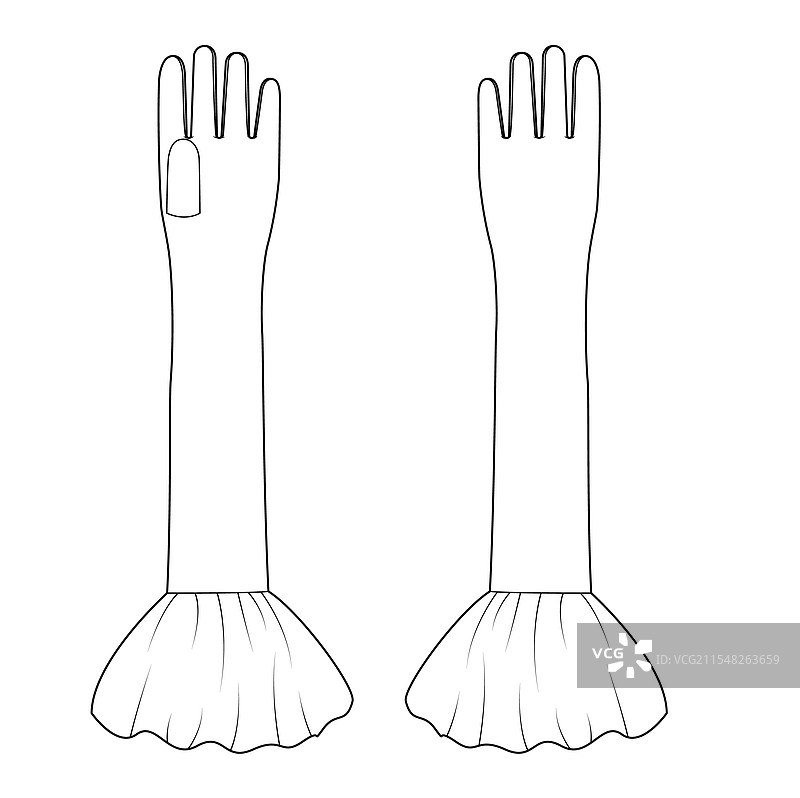 时尚的温暖肘部长度靴子型歌剧手套图片素材