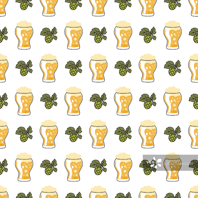 啤酒花园里的泡沫啤酒和啤酒花设计图片素材