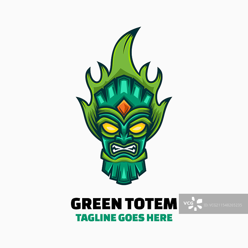 绿色图腾简单吉祥物标志图片素材