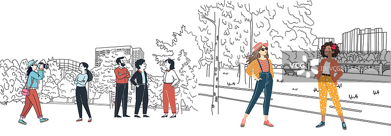 人们在城市公园中度过闲暇时光图片素材